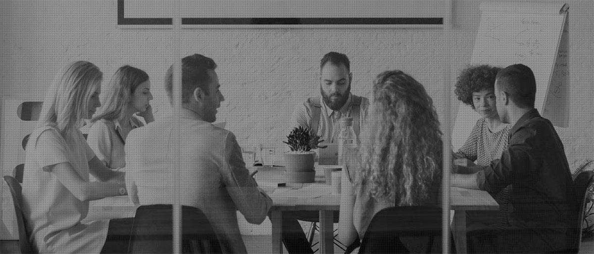 Professionals sit around a conference table